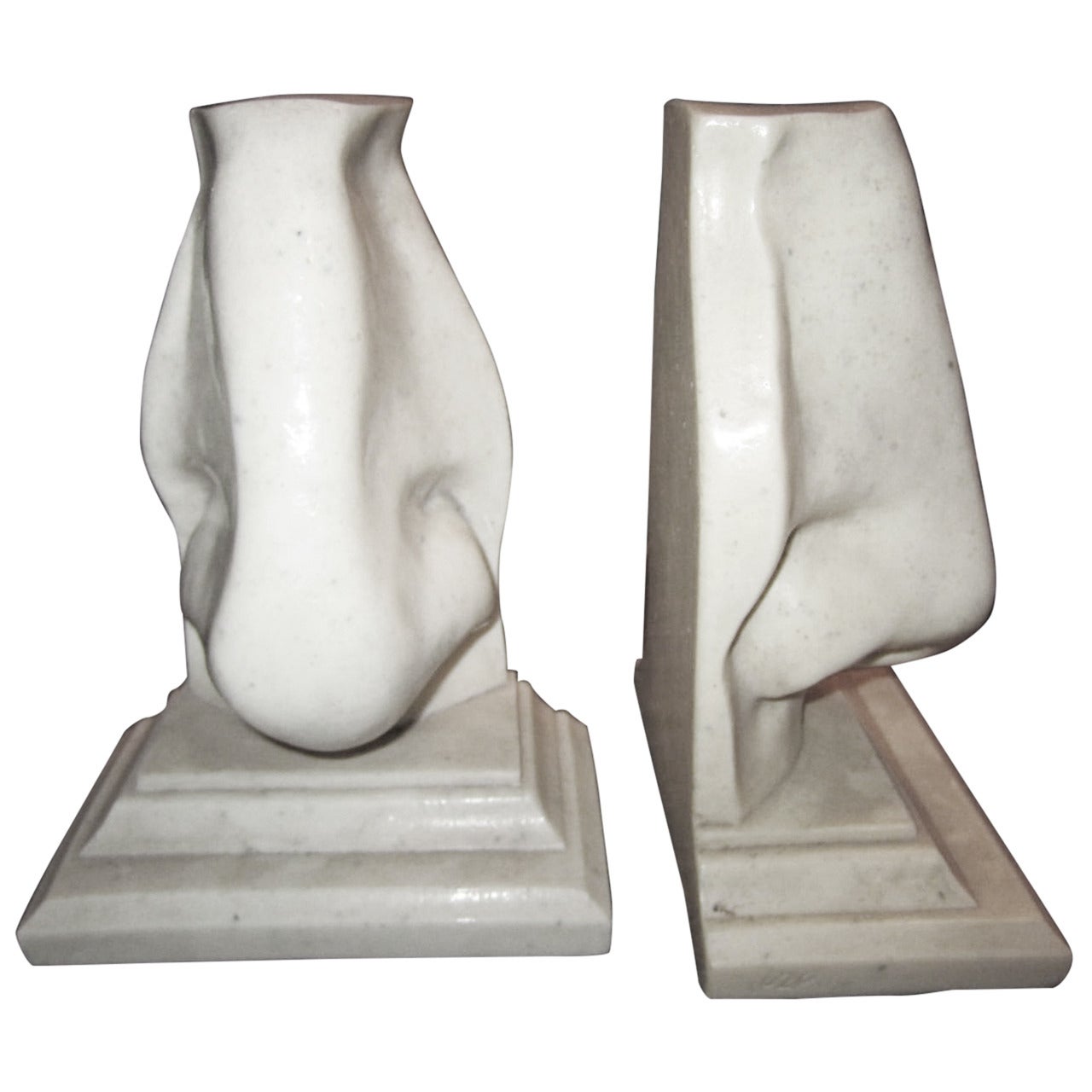 Unusual Pair of Italian Mid-Century Modern Oversized Nose Bookends For Sale