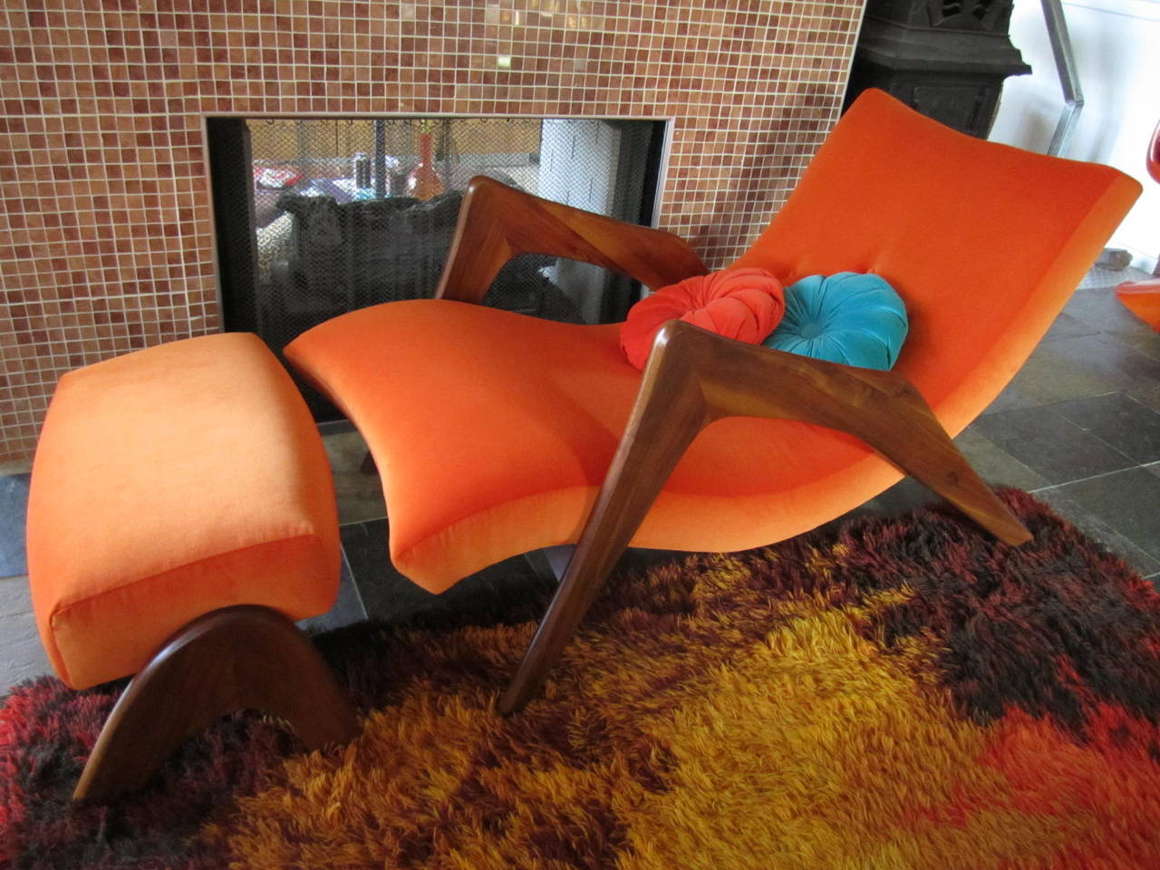 Mid-Century Modern Adrian Pearsall “Grasshopper” Chaise Lounge with Ottoman for Craft Associates