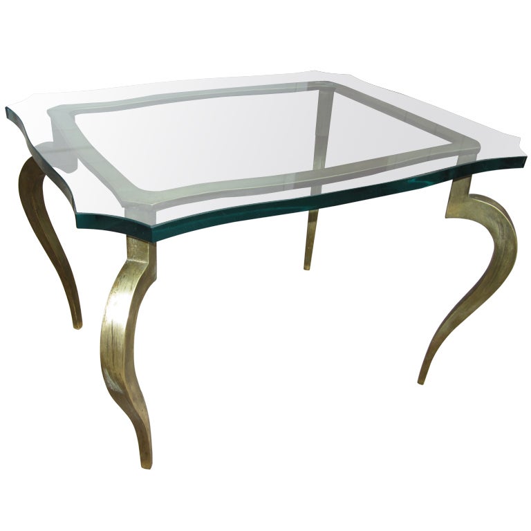 Gorgeous Italian Modern Cabriole Leg Solid Brass Side Table Regency