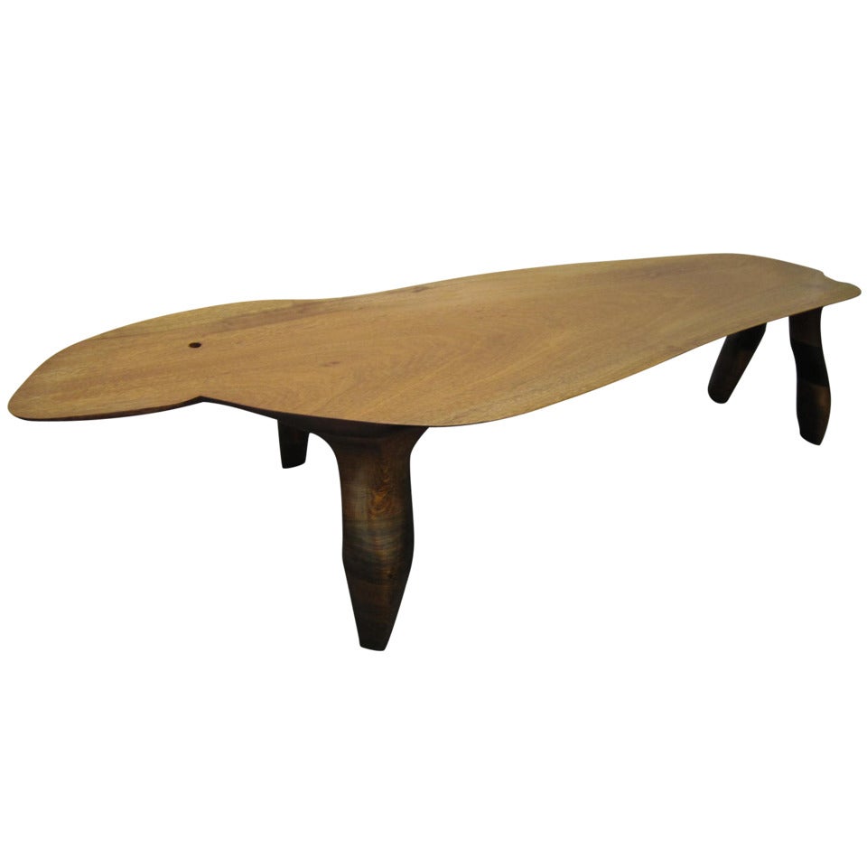 Fabuleux banc American Craftsman sculpté à bord libre moderne mi-siècle en vente