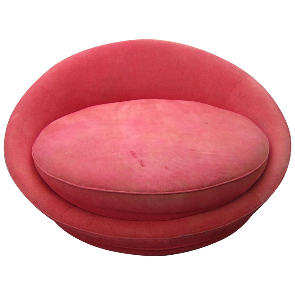 Fabulous Large Round Milo Baughman Sofa Lounge Chair Mid-century Modern