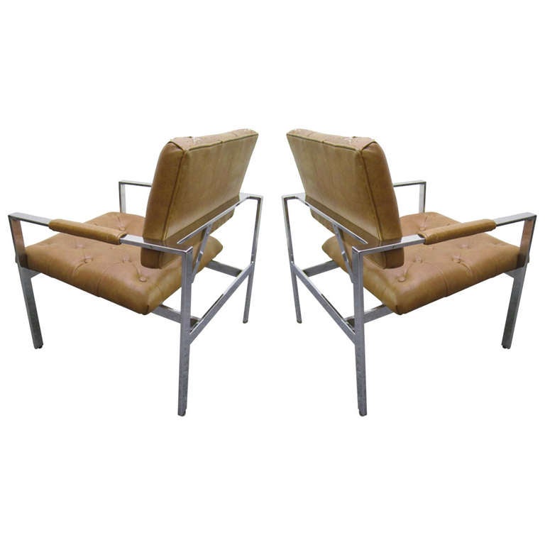 Pair Milo Baughman Thayer Coggin Lounge Chairs Mid-century Modern