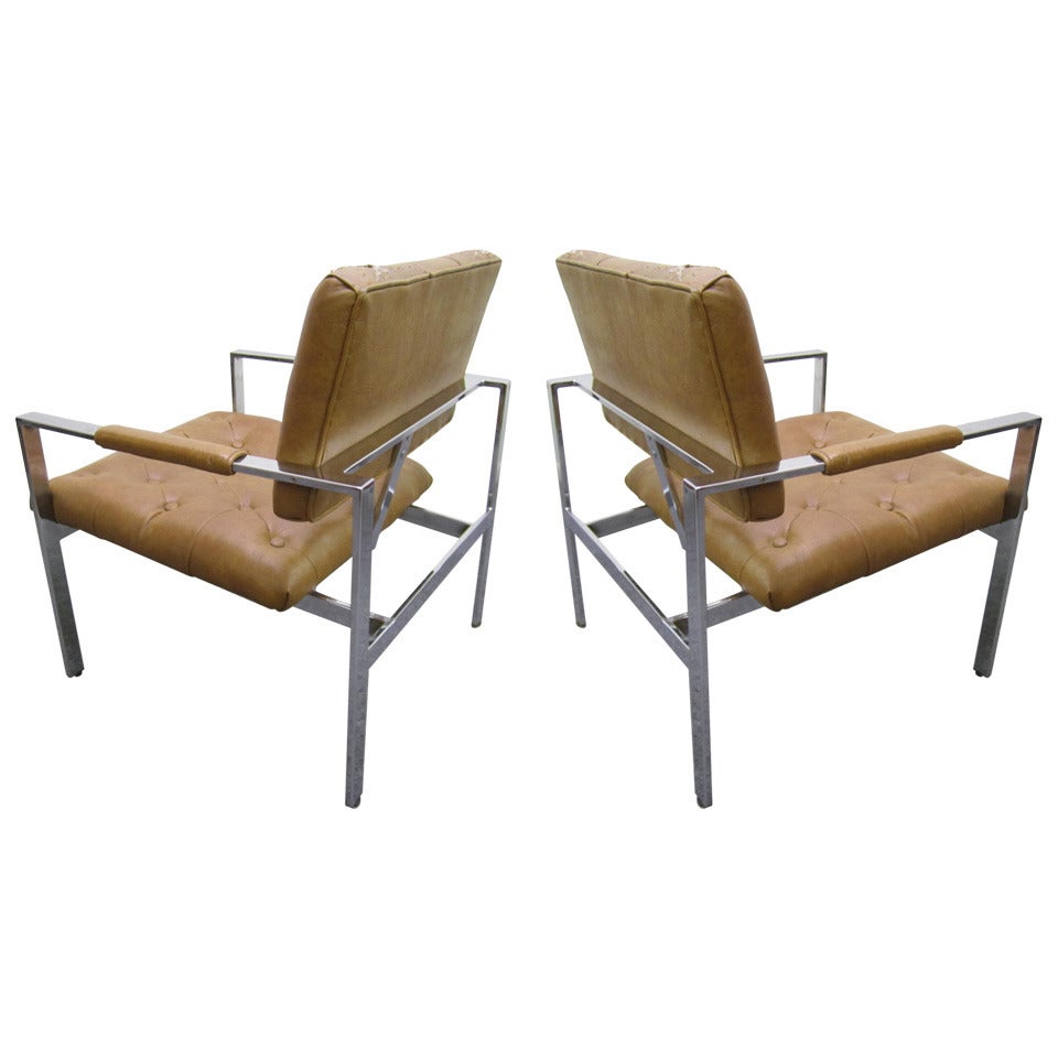 Pair Milo Baughman Thayer Coggin Lounge Chairs Mid-century Modern