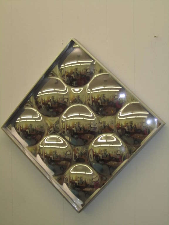 Small Chromed Plexiglass Original Iconic Bubble Mirror Mid-century Modern