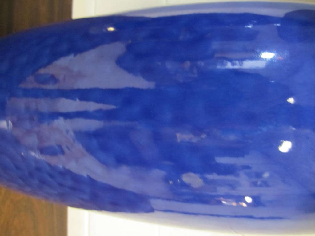 Mid-20th Century Gorgeous Pair of Cobalt Blue Ceramic Drip Glaze Lamps Mid-century Modern For Sale