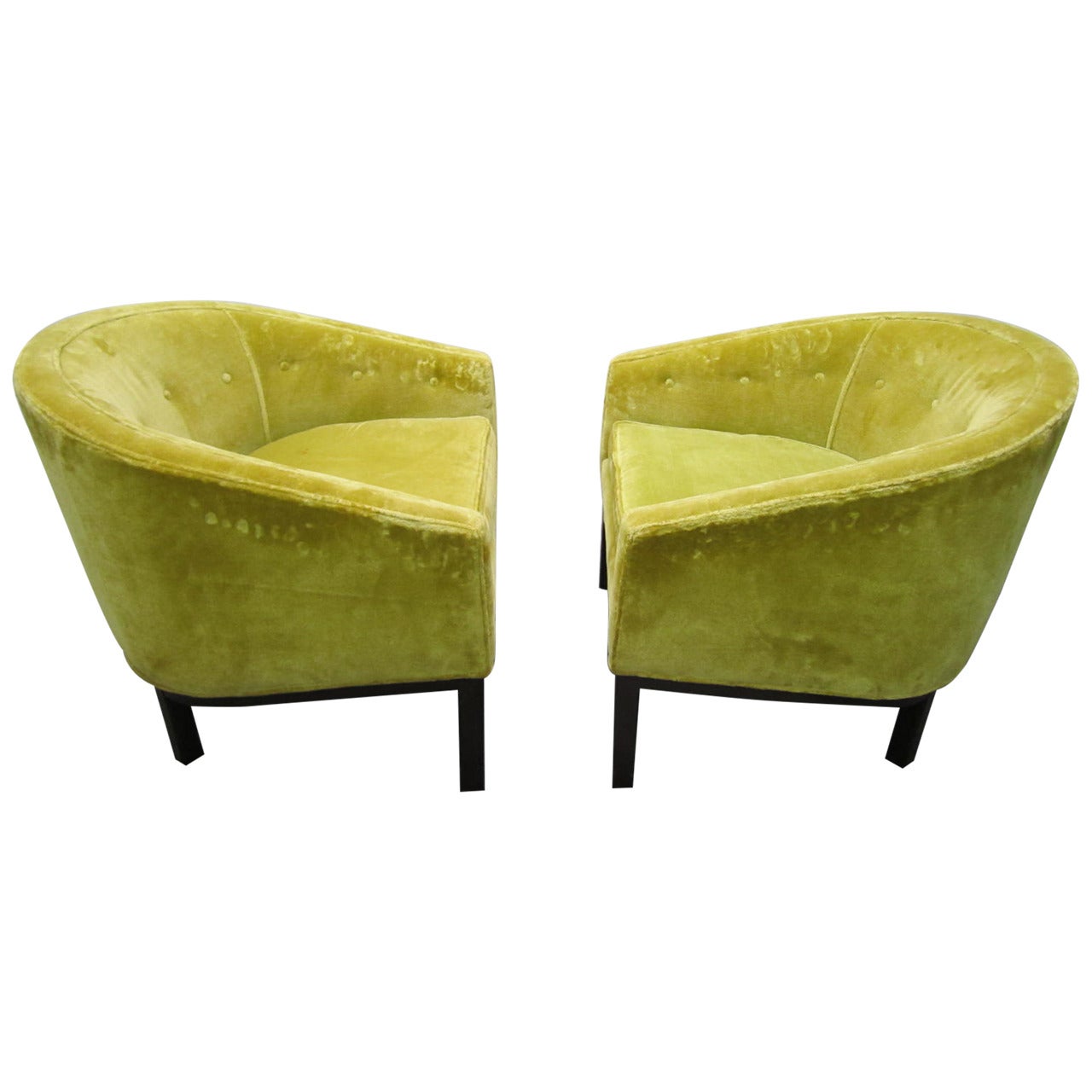 Fabuleuse paire de fauteuils Harvey Probber Style Barrel Back Lounge Chairs Mid-century Modern