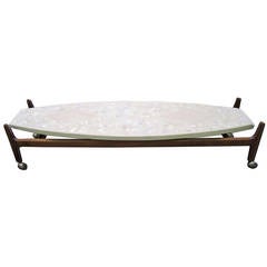 Harvey Probber Coffee Table w/ Terrazzo & Travertine Top on Walnut Base 10