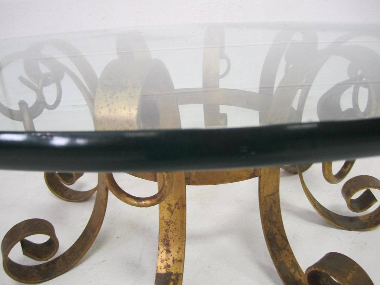 Beautiful Gilded Iron Scroll Coffee Table Hollywood Regency Modern For Sale 2