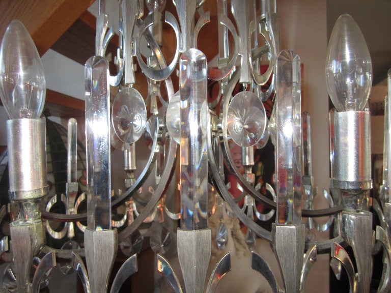 Crystal Gaetano Sciolari Brushed Chrome Chandelier Gorgeous Prisms And Drops