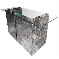 Awesome Paul Evans Chromed Cityscape Patchwork Dining Table Console Desk