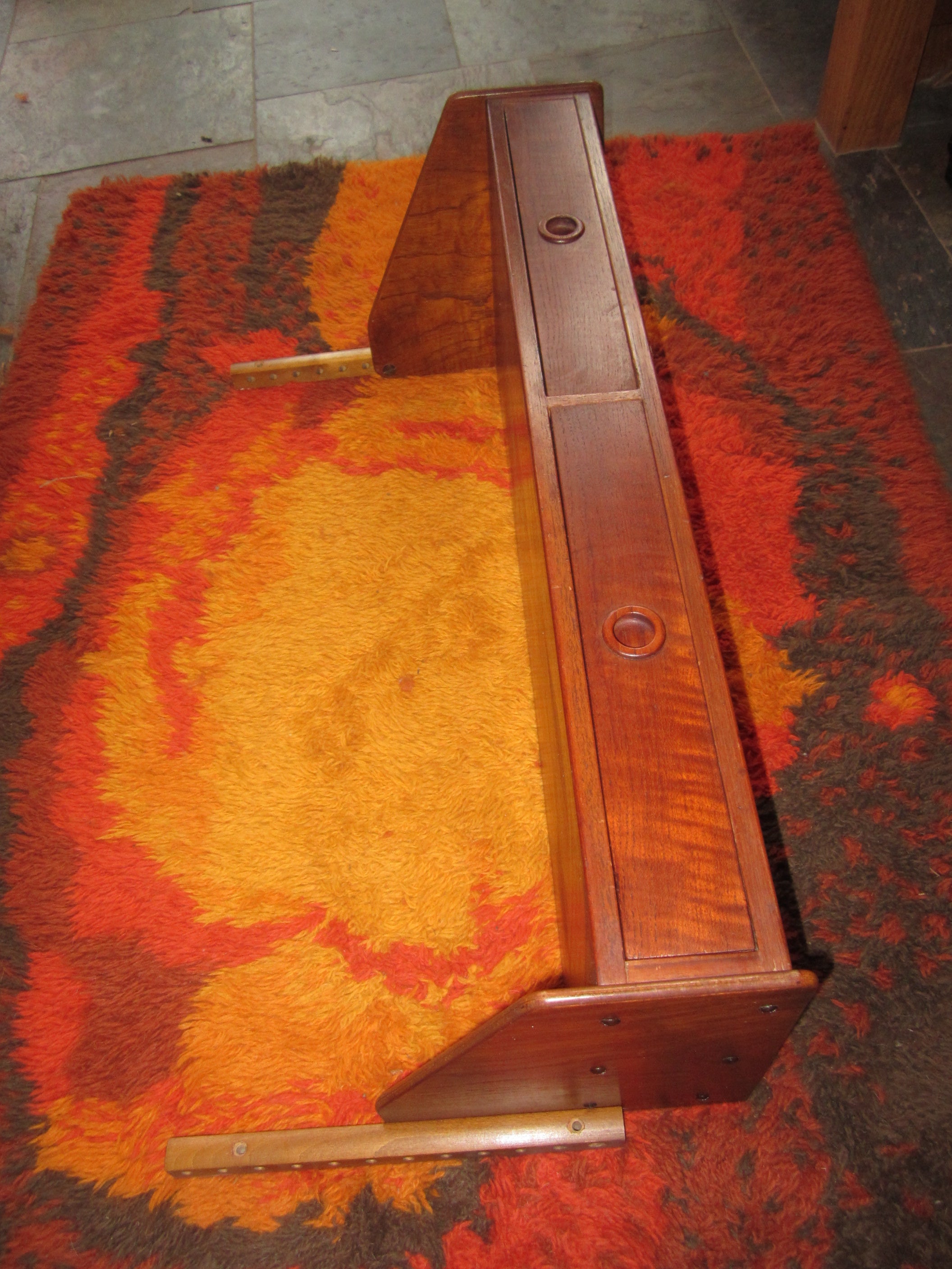 Danish Modern Teak 2 Drawer Hanging Wall Shelf Mid-century