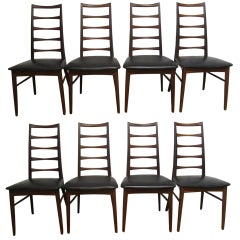 Set of Eight Koefoeds Hornslet Teak Dining Chairs Midcentury Danish