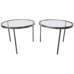 Lovely Pair of Nico Zagraphos Style Chrome Side End Tables Midcentury Modern