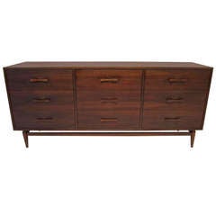 Gorgeous Sculptural Walnut Credenza Bowtie Pulls Mid-century Danish Modern