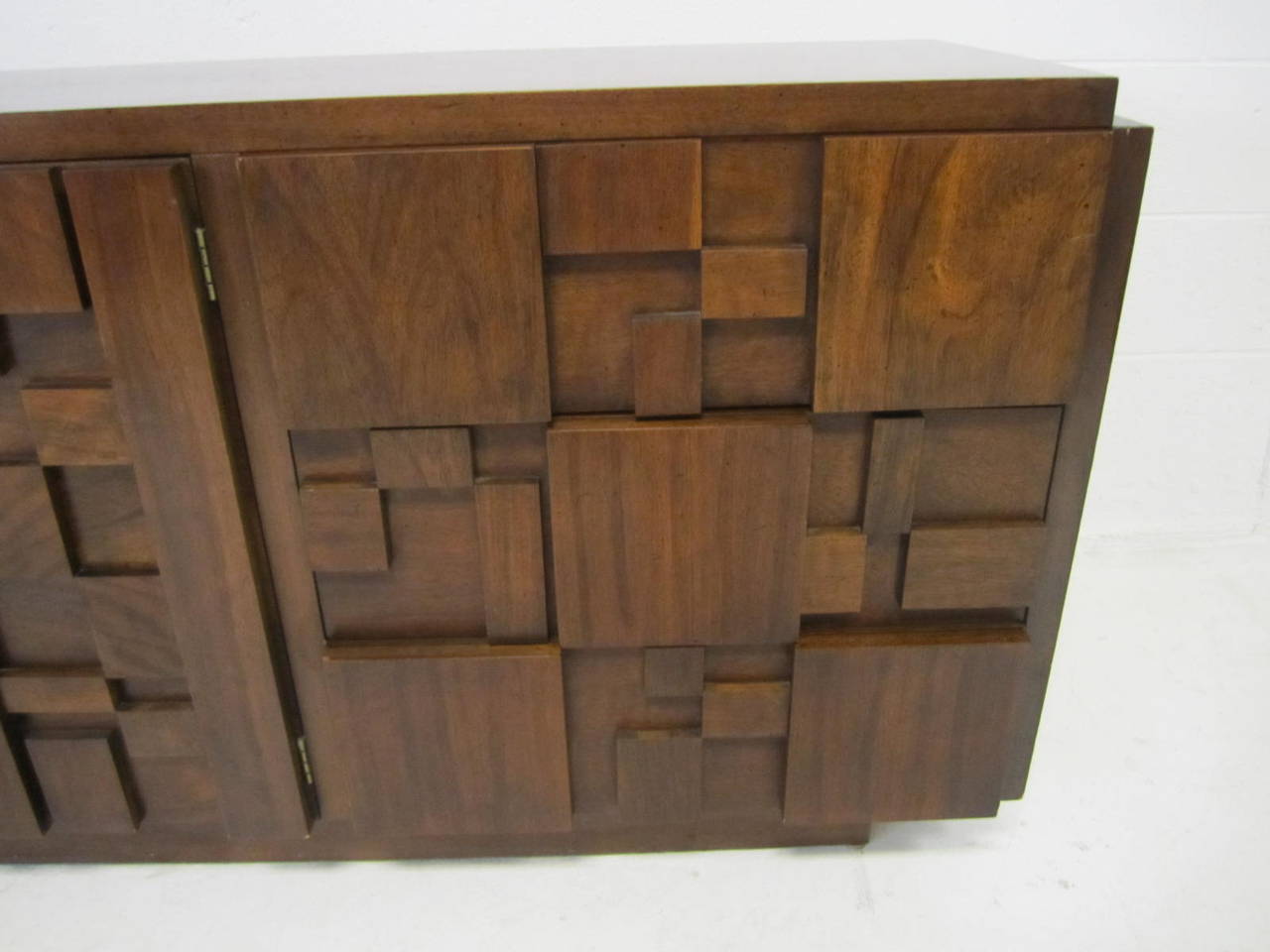 American Paul Evans Inspired Brutalist Mosaic Credenza from Lane, Mid-Century Modern