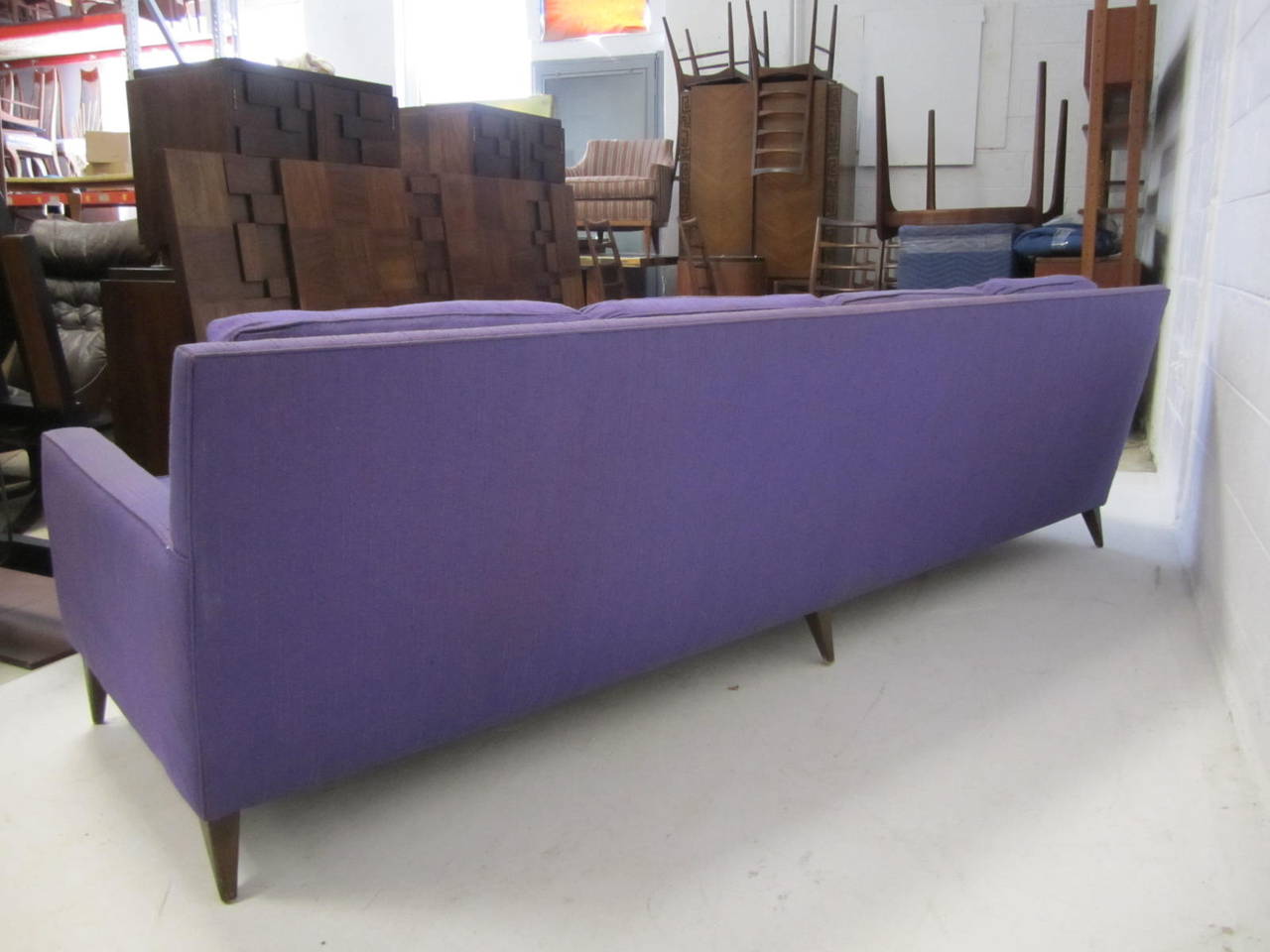 Upholstery Stunning Signed Paul McCobb Long Sofa, Mid-Century Modern For Sale