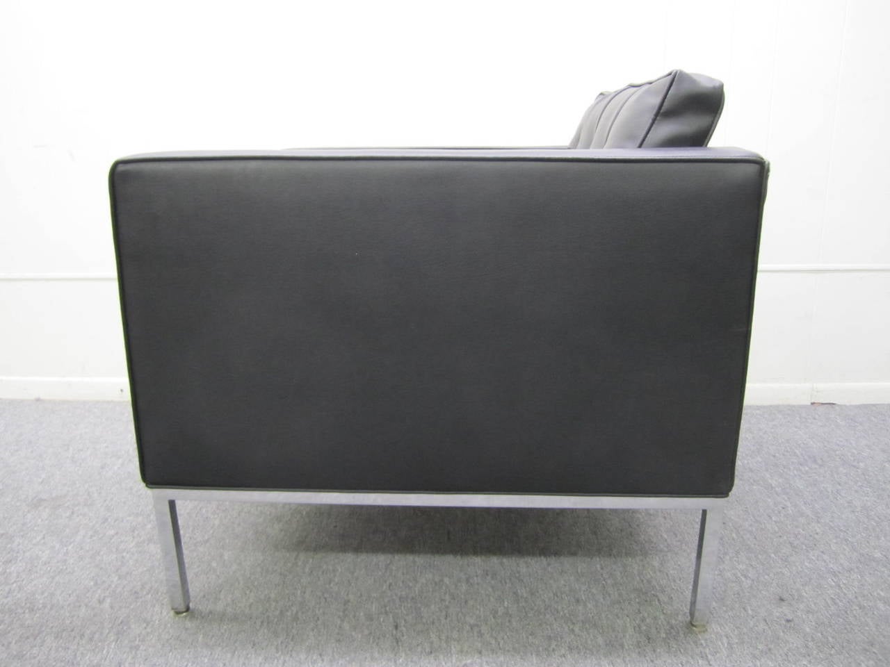 American Signed Milo Baughman Chrome Base Cube Lounge Chair Mid-Century Modern For Sale