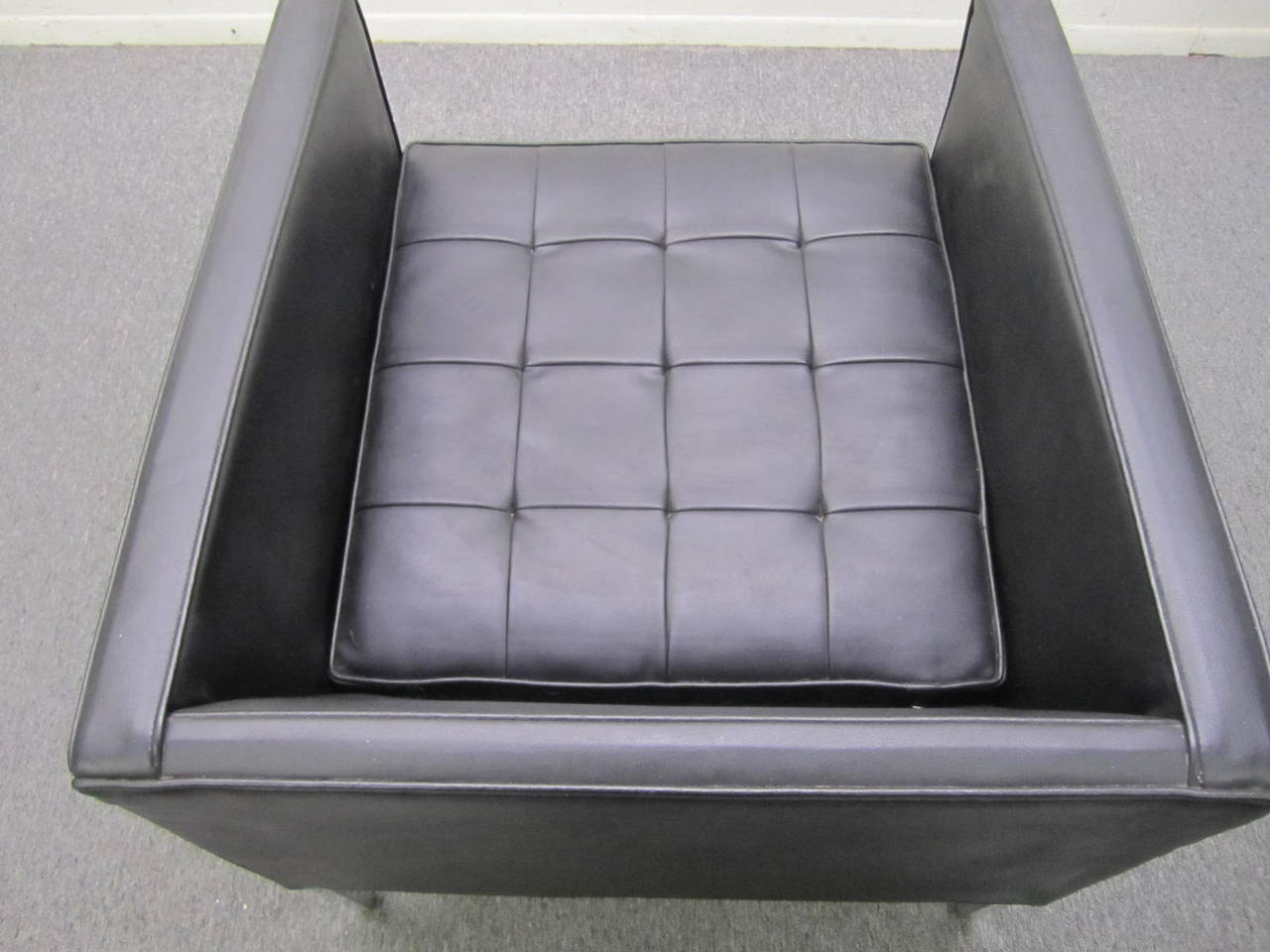 Signed Milo Baughman Chrome Base Cube Lounge Chair Mid-Century Modern For Sale 3