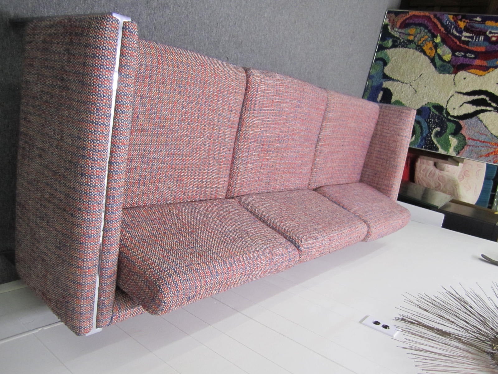 Excellent Milo Baughman Style Chrome Leg Sofa, Mid-Century Modern For Sale 2
