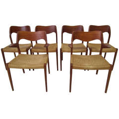 Set of 6 J.L. Moller Model 71 Teak Dining Chairs Mid century Danish Modern