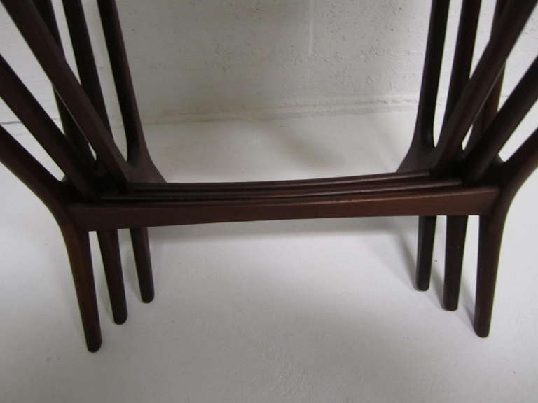 Set of Three Danish Modern Teak Nesting Tables Attributed to Johannes Andersen For Sale 4