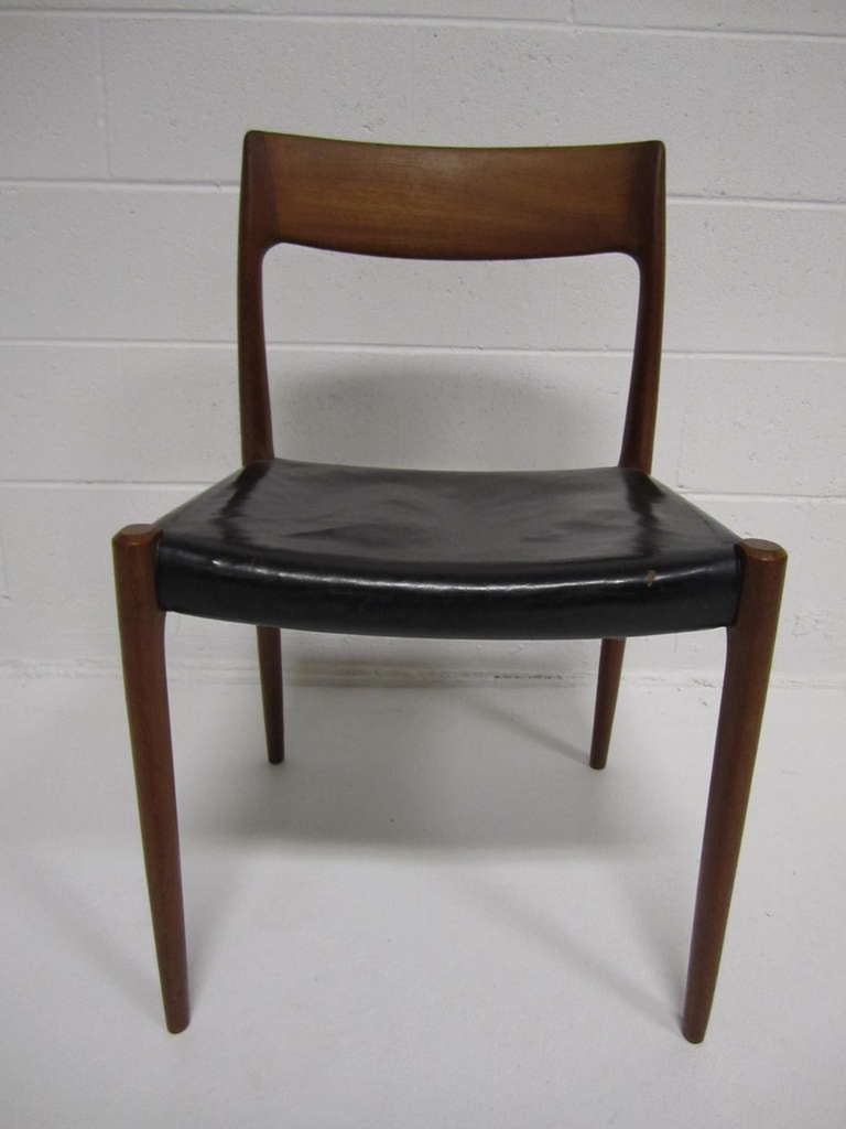 Mid-Century Modern Set of 4 J L Moller Danish Chairs
