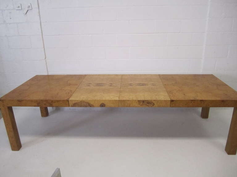 American Lovely Milo Baughman Burl Olivewood Dining Table Mid-century Modern