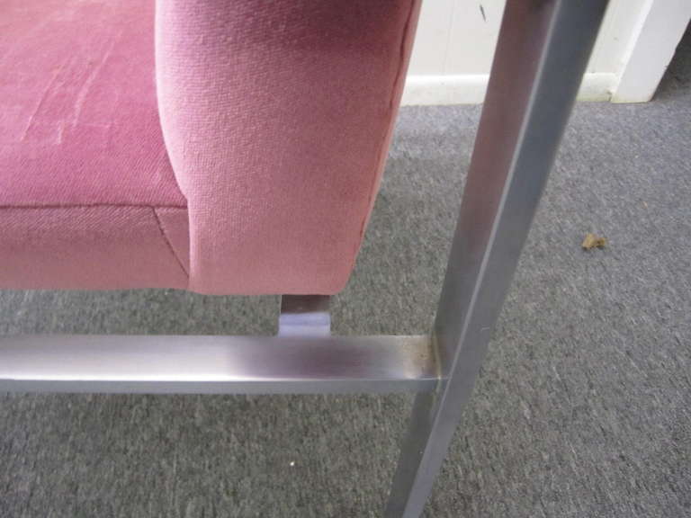 Fin du 20e siècle Ensemble de quatre fauteuils de salle à manger en aluminium de style Harvey Probber, mi-siècle moderne en vente