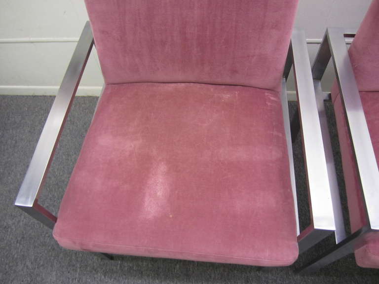 Ensemble de quatre fauteuils de salle à manger en aluminium de style Harvey Probber, mi-siècle moderne en vente 1