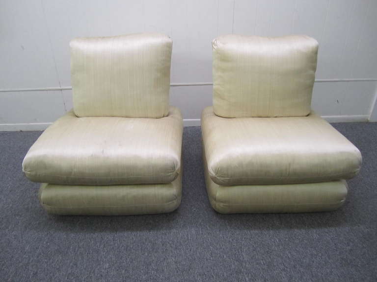 American Sumptuous Set of 4 Angelo Donghia Harem Pillow Slipper Chairs Hollywood Regency 