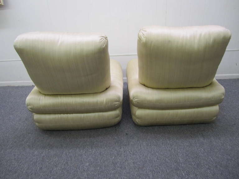 Sumptuous Set of 4 Angelo Donghia Harem Pillow Slipper Chairs Hollywood Regency  1