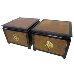Pair of Chinoiserie Asian-Inspired Baker End Side Tables or Night Stands