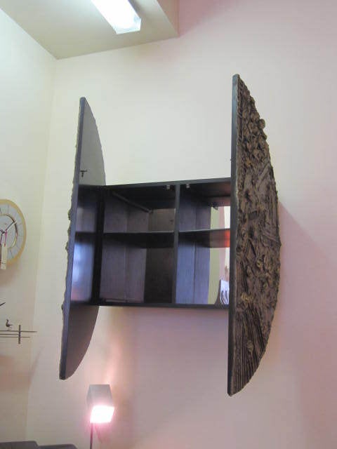 American Adrian Pearsall Brutalist Disk Bar Cabinet Paul Evans Style
