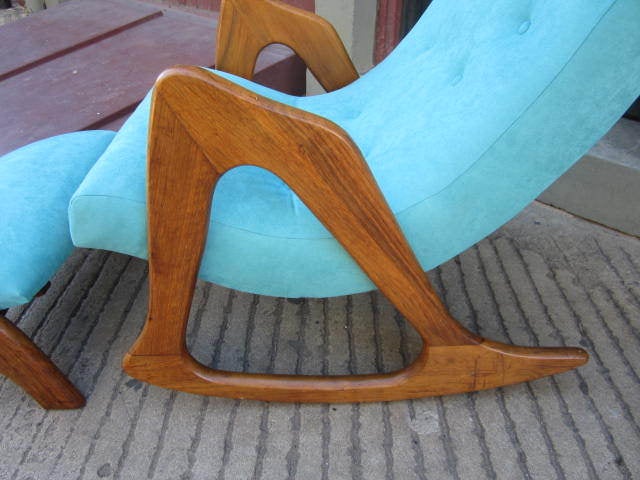 Upholstery Gorgeous Adrian Pearsall Sculptural Walnut Rocker, Mid-Century Modern
