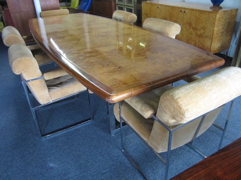 Late 20th Century Magnificent Milo Baughman Pace Collection Burled Dining Table Mid-century