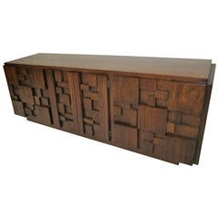 Paul Evans Inspired Brutalist Mosaic Credenza from Lane, Mid-Century Modern