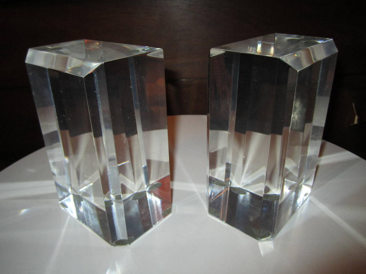 Excellent Pair of Karl Springer Style Lucite Bookends, Mid-Century Modern 2