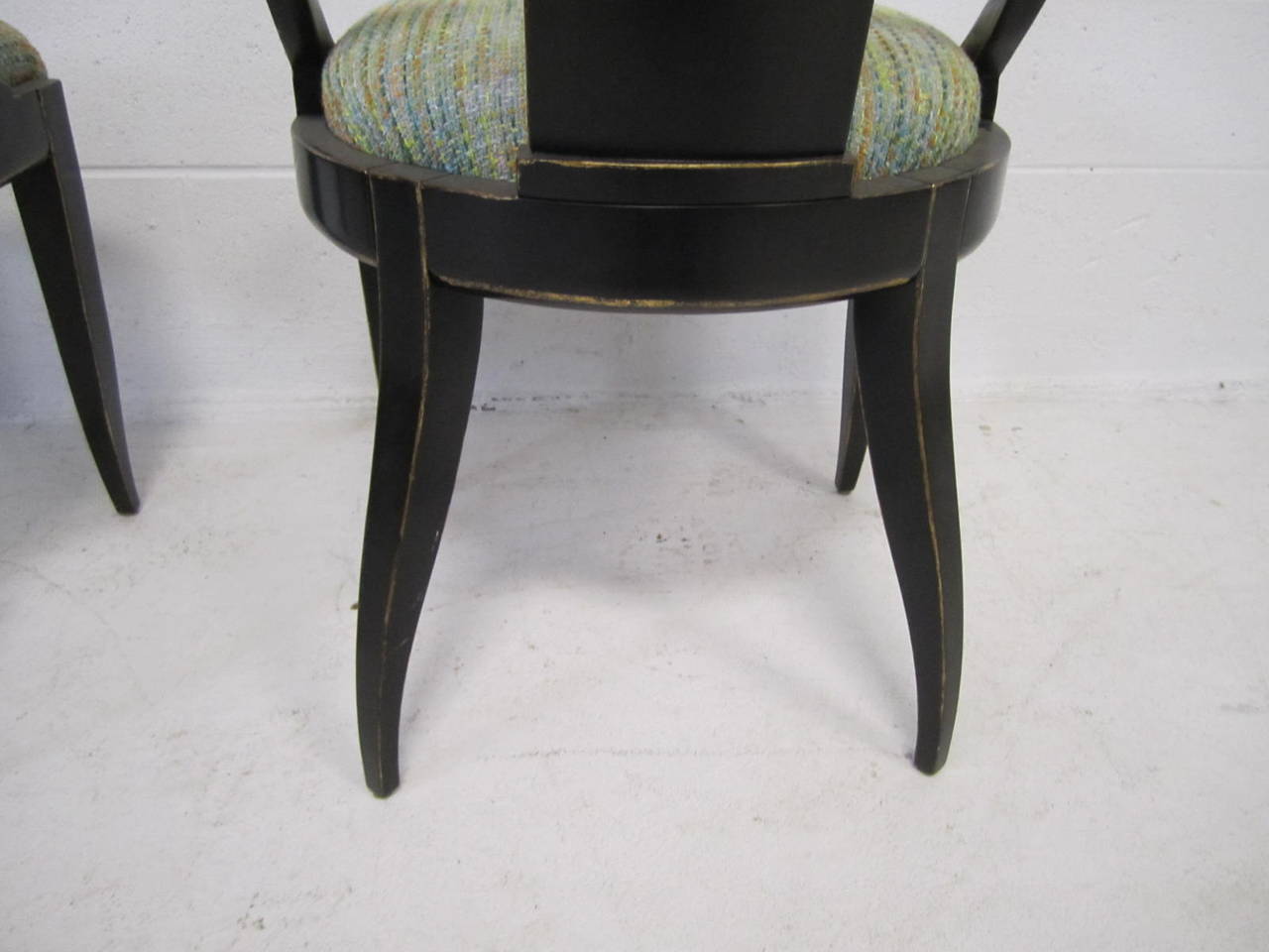 American Sensuous Pair of Swaim Spoon Back Lacquered Side Chairs, Mid-Century Modern For Sale