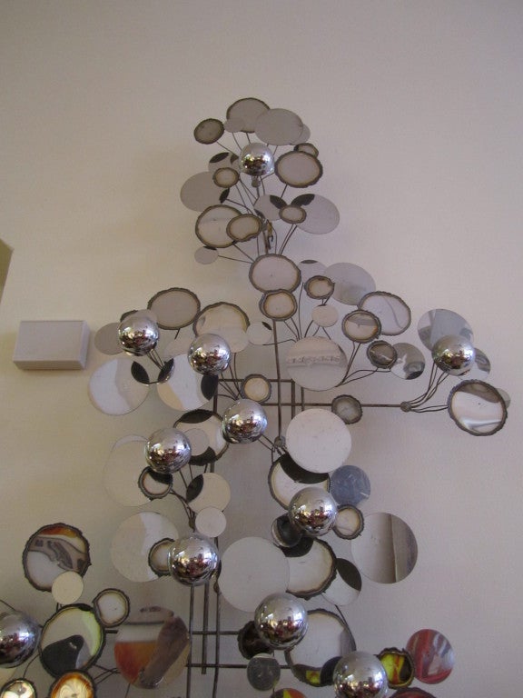 American Fabulous Curtis Jere Large Chrome Raindrops Metal Sculpture