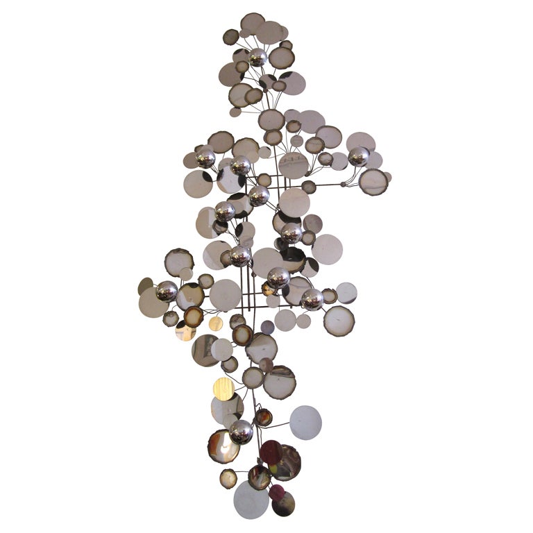 Fabulous Curtis Jere Large Chrome Raindrops Metal Sculpture