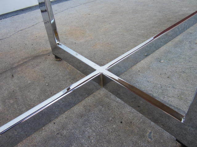 Late 20th Century Milo Baughman Burled  Olivewood Chrome Coffee Table Mid-century For Sale