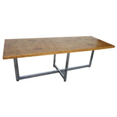 Milo Baughman Burled  Olivewood Chrome Coffee Table Mid-century