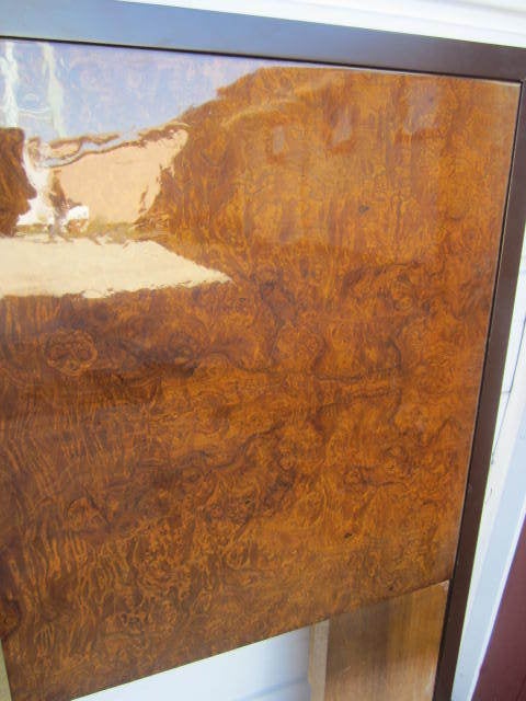 Gorgeous Milo Baughman Kingsize Burled Walnut Headboard