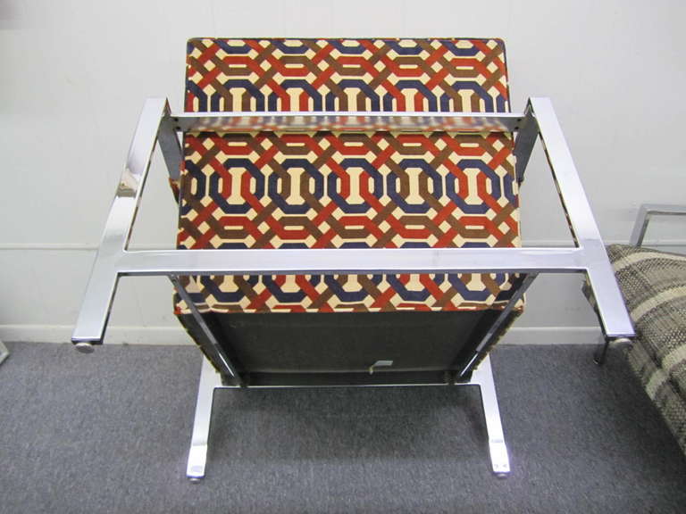 Fabulous Pair of Milo Baughman Thayer Coggin Chrome Flatbar Cube Chairs Mid-century Modern In Good Condition In Pemberton, NJ