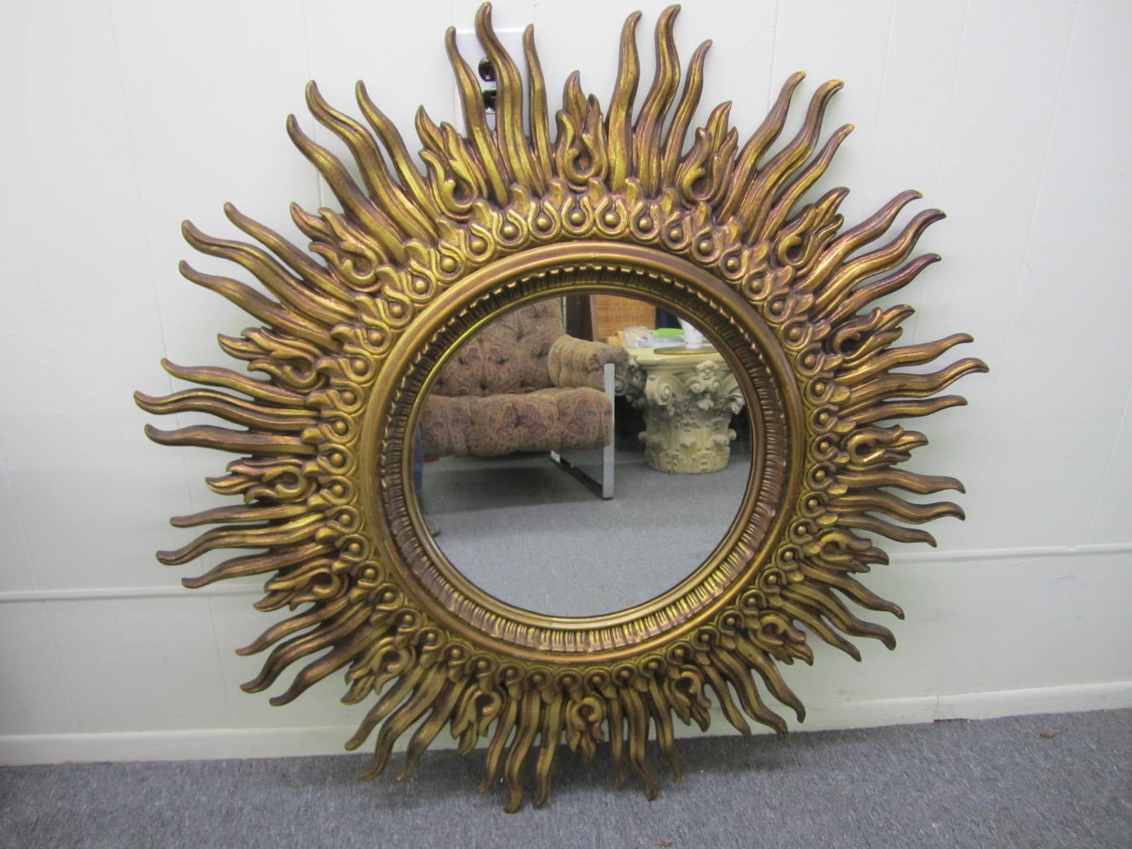 Stunning Oversized Starburst Mirror Mid-century Hollywood Regency