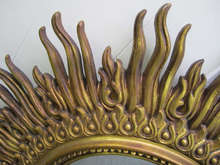 American Stunning Oversized Starburst Mirror Mid-century Hollywood Regency