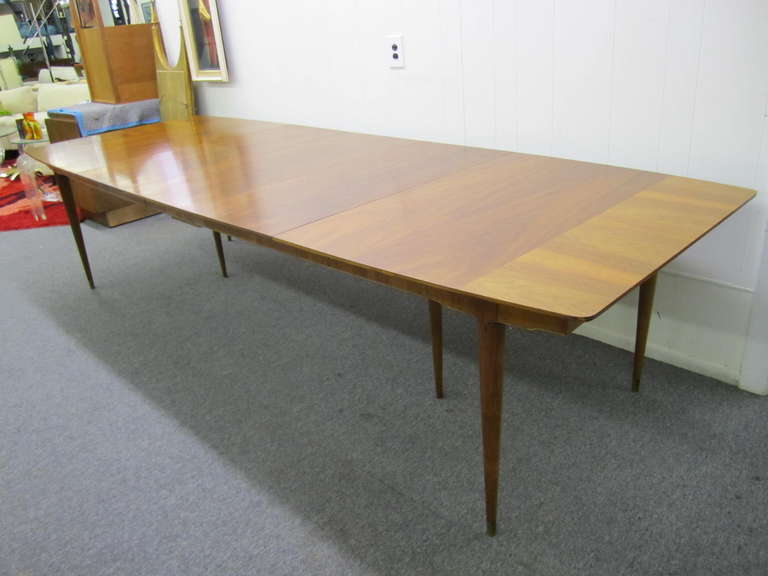 Mid-Century Modern J. Stuart Clingman for Widdicomb Walnut Dining Table 3 Leaves Mid-century Modern