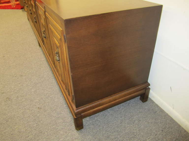 Brass Stunning Renzo Rutili Long Low Credenza for Johnson Furniture Mid-Century Modern