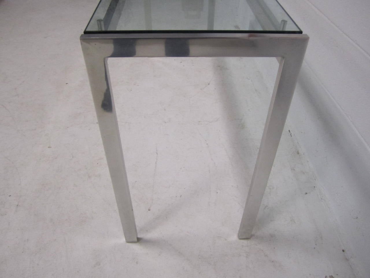 American 1970s Polished Aluminum Long, Mid-Century Modern Console Table For Sale