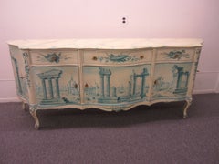 Early 20th Century French Painted Neoclassical Hollywood Regency Credenza